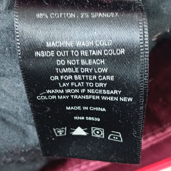 Kut From The Kloth Burgundy Diana Corduroy Relaxed Fit Skinny Pants Size 4 - Picture 4 of 12